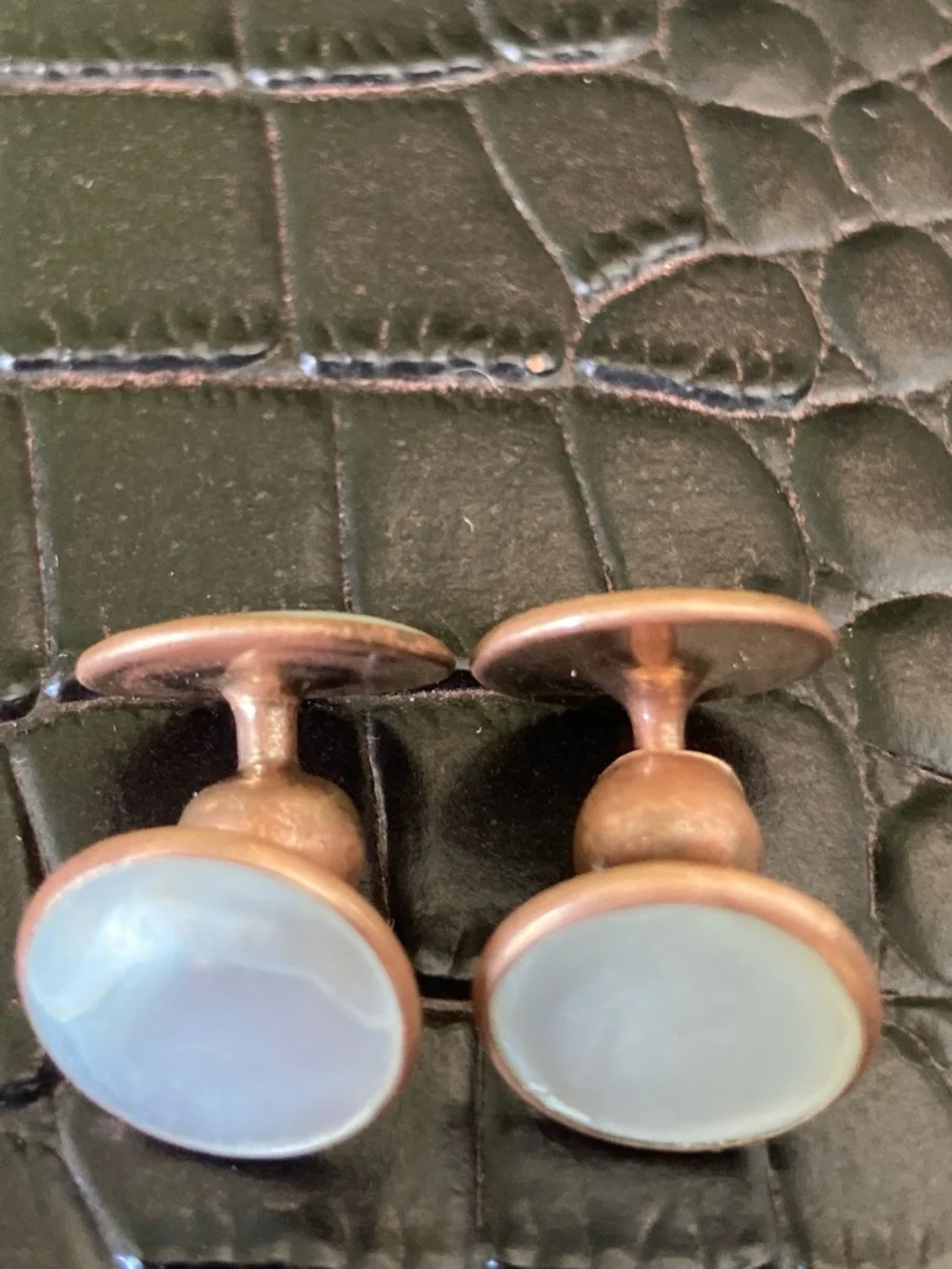 Antique Mother of Pearl Ball-Swivel Shirt Studs / Cufflinks